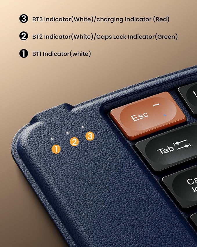 ProtoArc Ergonomic Foldable Keyboard, XK03 Split Folding Travel Bluetooth Keyboard, Ultra Slim, Portable for iPad, iPhone, Tablet, Laptop, PC - Dark Blue