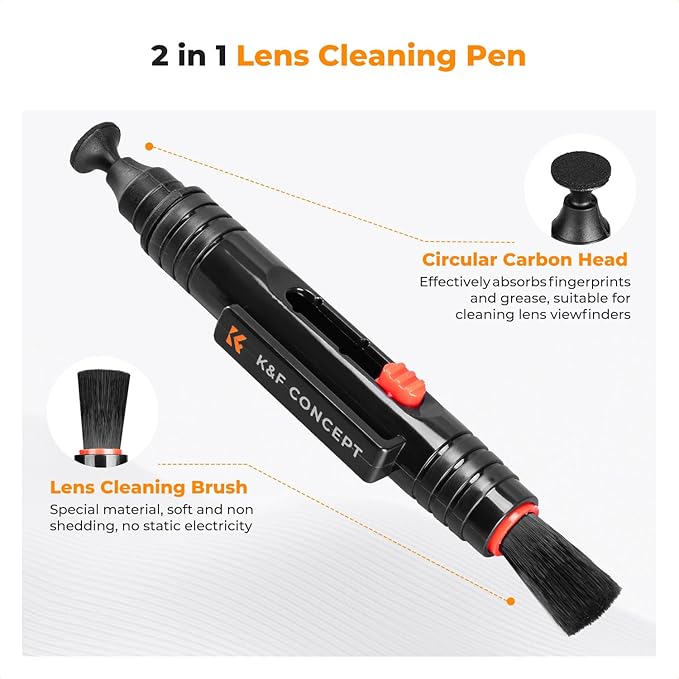 K&F Concept 4-in-1 Camera Cleaning Kit with Lens Brush Pen, Rocket Air Blower, Microfiber Cleaning Cloth, Lens Cleaner Kit for Canon Nikon Pentax Sony DSLR Cameras Cleaning Tool Accessories
