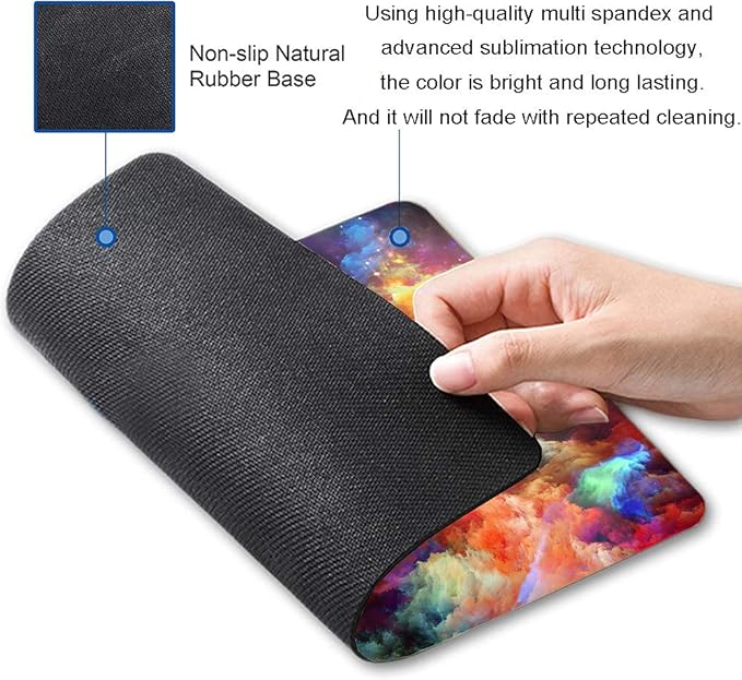 Colorful Galaxy Clouds Mouse Pad,Gaming Non-Slip Rubber Base Mouse Pads for Computers Laptop Office, 9.5"x7.9"x0.12" Inch(240mm x 200mm x 3mm)