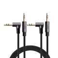 CableCreation 2-Pack 3.5mm Aux Cable 3FT/0.9m, 90 Degree 3.5mm Male to Male HiFi Cable with Silver-Plating Copper Core for Car Stereos, iPhones, PS4 Headset, Beats, Echo-Dot, 24K Gold Plated