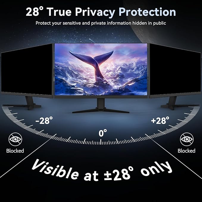 [2 Pack] Computer Privacy Screen 27 Inch for 16:9 Widescreen Monitor, Removable Eye Protection Anti Glare Blue Light Filter, Anti Scratch Computer Monitor Privacy Shield 27 in