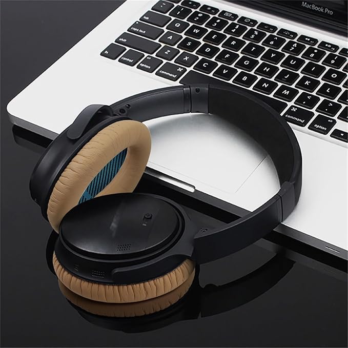 Replacement Ear Pads for Bose QuietComfort 35 35 II 15 25(qc 35 25 15/QC35 ii), Headphone Ear Covers, High Density Memory Cotton, Soft Leather, Adaptive Noise Isolation Headphones Pads Cushions