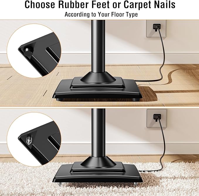ELIVED Universal Speaker Stands Pair Height Adjustable Max 43.3", Surround Sound Speaker Stands for Bookshelf Speaker Satellite Rear Speakers Up to 11 lbs, Spring-Loaded Plate Extends to 10", YD5028