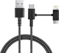 Smartish USB-C/Lightning Cable for iPhone 16/15/14 - Crown Joule - 6Foot Universal Fast Fabric Wrapped Charging Cable w/Micro-USB - Apple MFi Certified for iPhone 13/12/SE/iPad/AirPods/Android - Black