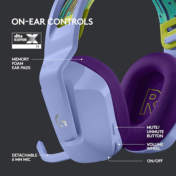 Logitech G733 Lightspeed Wireless Gaming Headset +Yeti GX Dynamic RGB Gaming Microphone with LIGHTSYNC, USB - Lilac