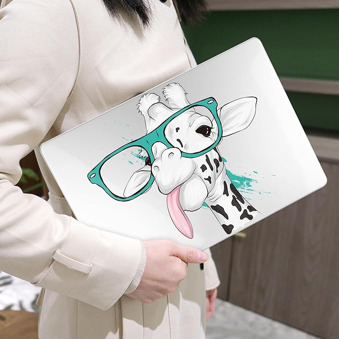 MEEgoodo for M4/M3/M2 MacBook Air 15.3 inch Case 2025 2024 2023, Case Fit Model (A3241/A3114/A2941) for MacBook Air 15 inch, Laptop Hard Shell with Keyboard Cover, Funny Giraffe
