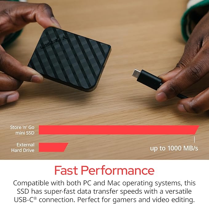 Verbatim 512GB Store 'n’ Go Mini External Solid State Drive USB 3.2 Gen 1 USB-C Connection - Diamond Black