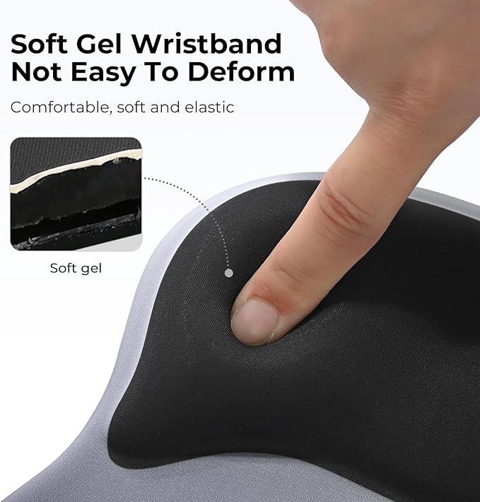 EooCoo Ergonomic Mouse Pad with Gel Wrist Rest Support Middle Concave Design, Relieve Wrist Pain Mousepad, Non-Slip Base for Laptop, Computer, Office Desk Accessories, Carpal Tunnel Syndrome