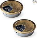 MAHDPRO Metal Desk Grommet 2 Inch (50 mm) Pack of 2-Bronze Zinc Alloy Metallic Desk Cord Hole Cover to Arrange Cables & Wires Through Computer Table/Countertops