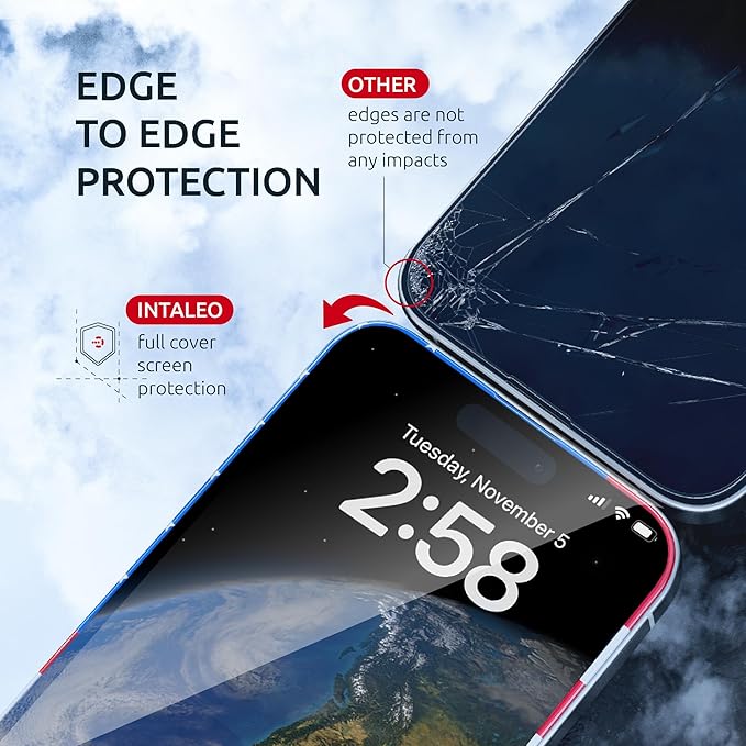 Screen Protector for iPhone 15 Pro Max - 2 Pack (USA Flag & Black) - Tempered Glass for Iphone 15 Pro Max 9H Hardness - Easy Installation, Oleophobic Coating