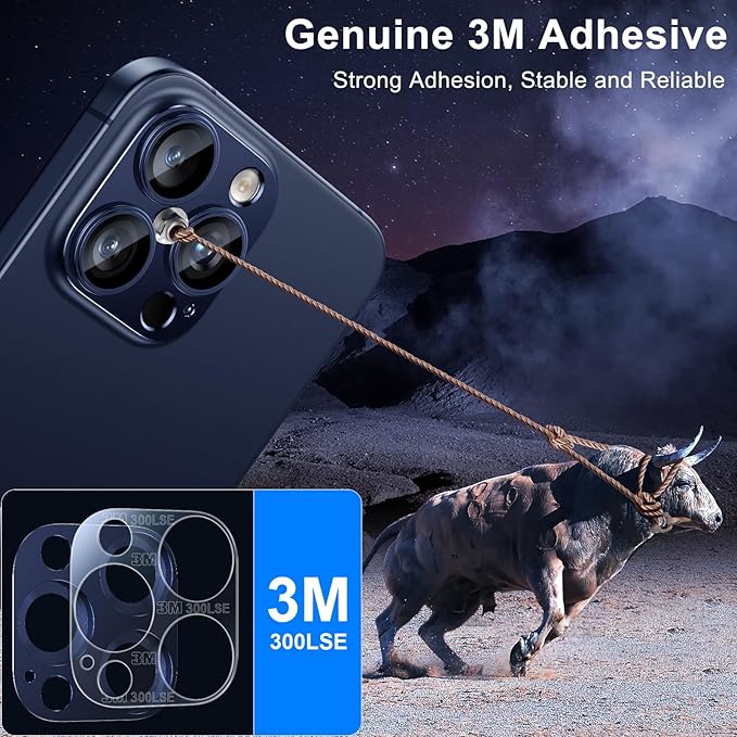 Esanik 2 Pack for iPhone 15 Pro/iPhone 15 Pro Max Camera Lens Protector (Blue Titanium)