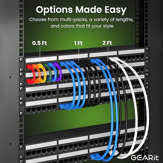 GEARit Cat 6 Ethernet Cable Pack - 24-Pack 10 ft Cat6 Ethernet Patch Cables | RJ45 Network Patch Cable, 10 Gbps Snagless Gold-Plated Connectors - Ethernet Cable Cat 6 for PC, TV, Router - Blue