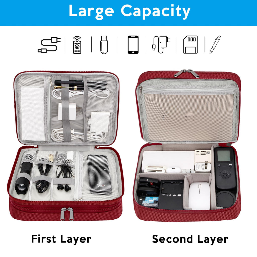 CILLA Electronic Organizer Travel Case, Travel Cord Organizer Case Portable Waterproof Cable Organizer Bag for Charger, Cord, USB, Power Bank, Earphone