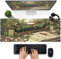 Cute Green Plants Desk Mat Anime Sage Mouse Pad Gaming Desk Pad XL, Kawaii Aesthetic Laptop Computer Keyboard and Mouse Mat, Desktop Decor Accessories Mousepad for Girl Women Office 31.5"x11.8"