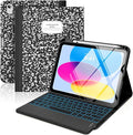 MoKo Touch Keyboard Case for iPad (A16) 11th Generation 11 inch 2025,iPad 10th Generation 10.9 inch Case with Pencil Holder,7 Colors Backlit Multi-TrackPad Detachable Bluetooth Keyboard,Notebook Black