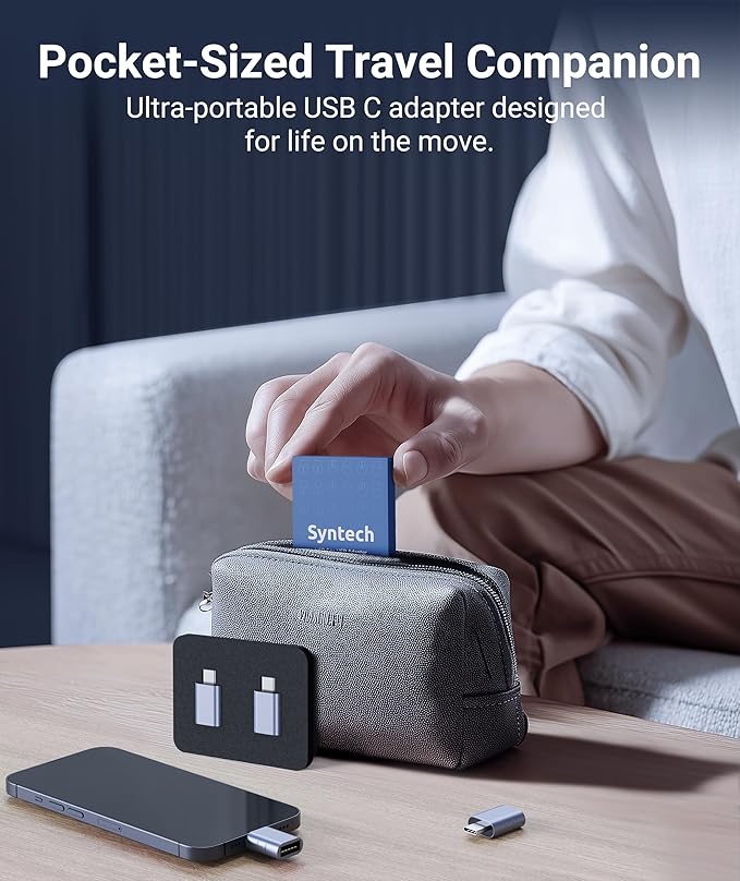 Syntech USB C Male to USB3 Female Adapter Compatible with iPhone 16 Pro Max iMac 2021, iPad Pro 2021, MacBook Pro 2020 / Air 2020 and Other Type C or Thunderbolt 3 Devices Blue, Pack of 2