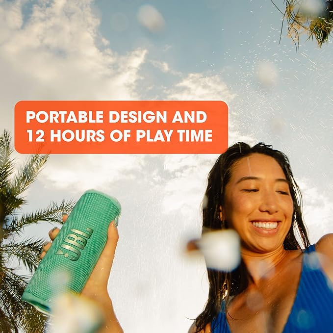 JBL Flip 6 - Portable Bluetooth Speaker, powerful sound and deep bass, IPX7 waterproof, 12 hours of playtime, JBL PartyBoost for multiple speaker pairing for home, outdoor and travel (Teal)