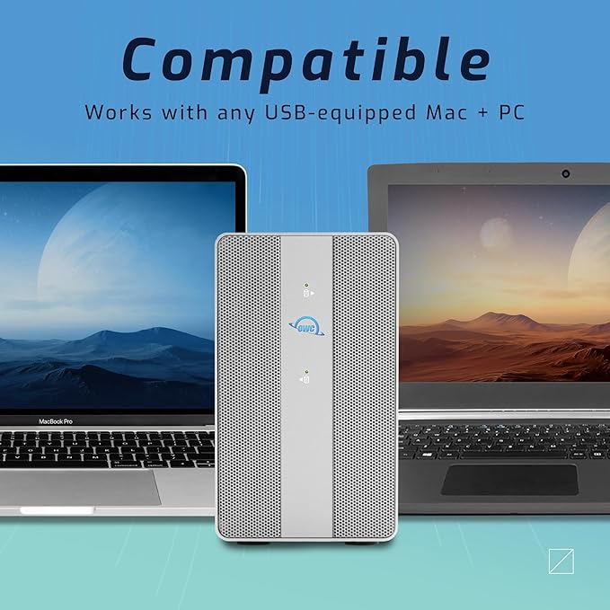 OWC 4TB Mercury Elite Pro Dual USB-C/Thunderbolt 3 External Raid Storage Enclosure with 3Port HUB for Mac and PC