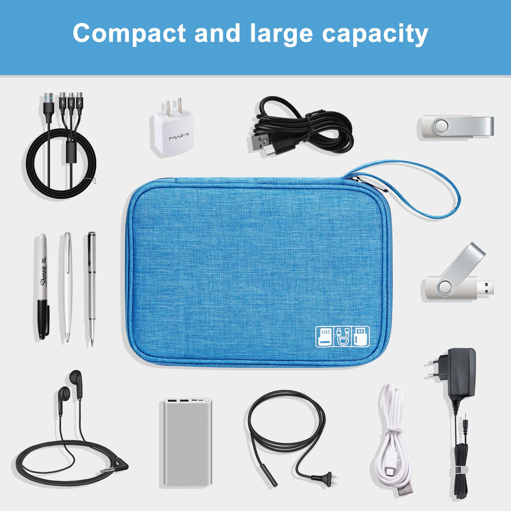 SELLYFELLY Travel Electronics Organizer Portable Cable Organizer Bag for Storage Electronic Accessories Case for Cord,Phone,Charger,Flash Drive (Sky Blue)