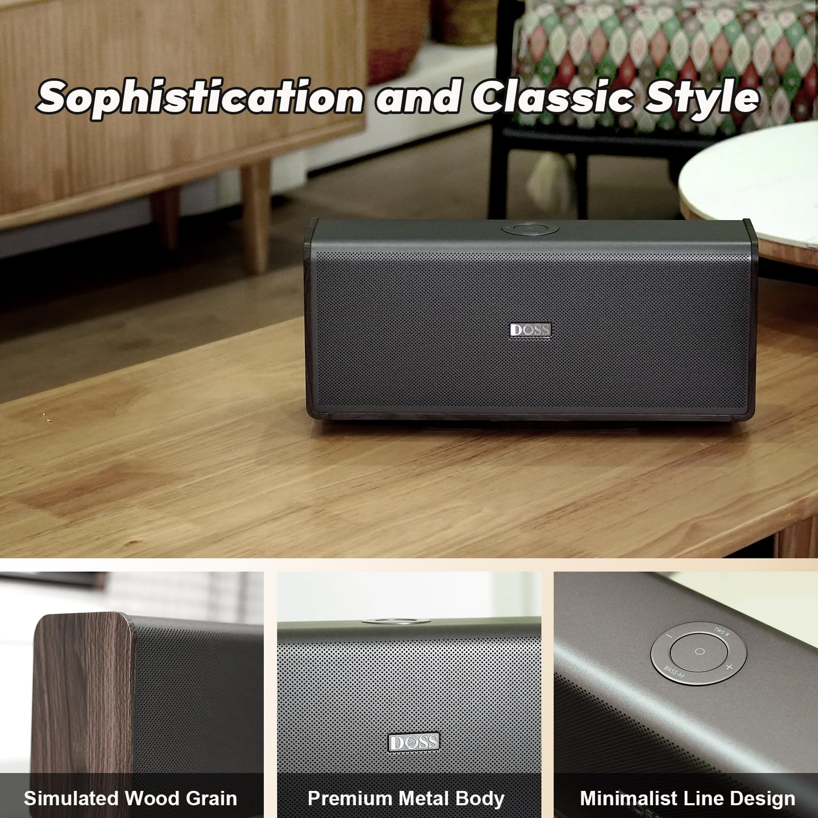 DOSS SoundBox Ultra Bluetooth Speaker with 2.1 Channel Audio, 80W Superior Sound with Deep Bass, Two DSP Technologies, 18H Playtime, BT 5.3, Wireless for Home, Office, Livingroom-Grey