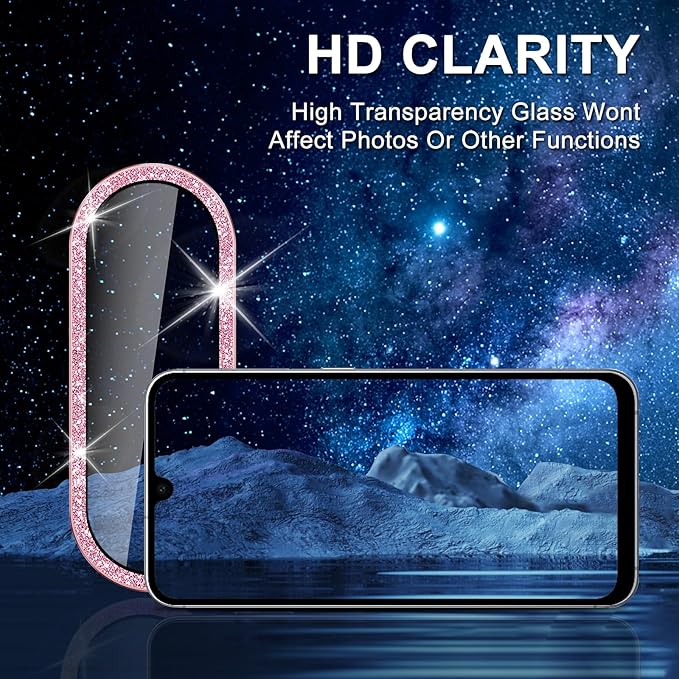for Samsung Galaxy A26/A36/A56 Camera Lens Protector, Individual Metal Ring Tempered Glass Lens Cover, [Strong Adsorption] Scratch Resistant Ultra-Thin HD Clear Lens Cover, 1 Set-Pink