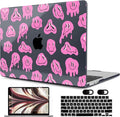 MEEgoodo Case for MacBook Air M4/M3/M2 13.6 inch 2025 2024 2022, Fit Model A3240 A3113 A2681, Compatible with MacBook Air 13 inch, Laptop Hard Shell Case with Keyboard Cover, Pink Groovy Emoji