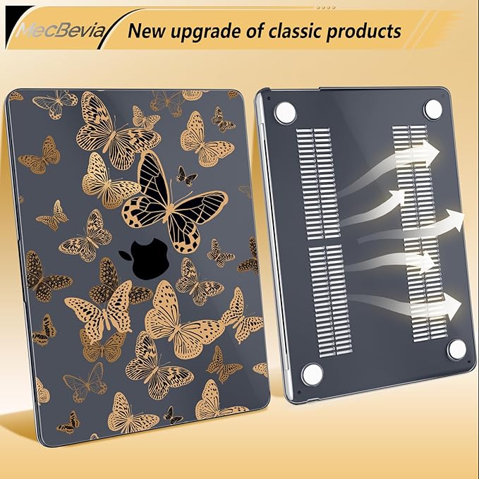 Compatible with MacBook Air 13.6 inch Case, M4 A3240/M3 A3113/M2 A2681 (Released 2025 to 2022), Hard Shell, Keyboard Cover, Screen Protector, Webcam Cover & Type-C Adapter, Butterfly