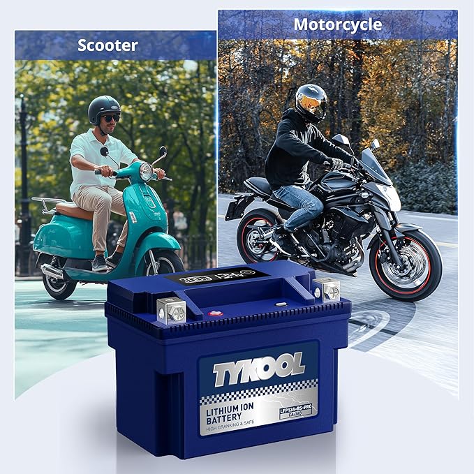 TYKOOL YT12A-BS 360CCA,3X Cranking Amps,5X Life,High Performance LiFePO4 Lithium Motorcycle Battery,Fits for 1000cc Aprillia and Suzuki,Husqvarna 701 Vitpilen,KTM Adventure and Duke,People GT Scooter