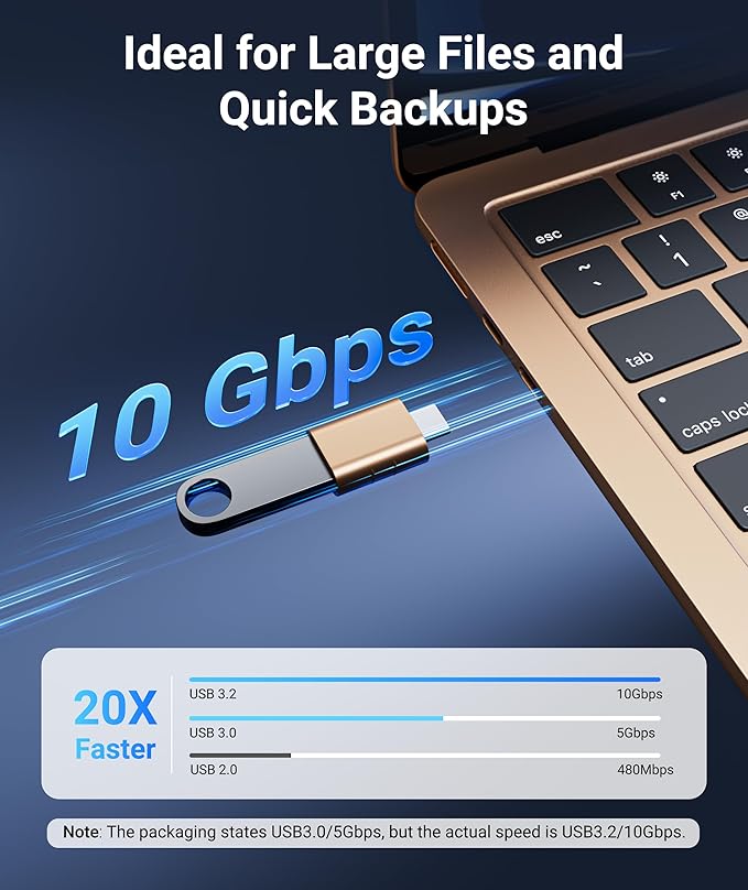 Syntech USB C to USB Adapter [2 Pack] USB C Male to USB3 Female Adapter Compatible with iPhone 16 Pro Max iMac iPad mini/Pro 2021 MacBook Pro Air 2023 and Other Type C Devices, Gold