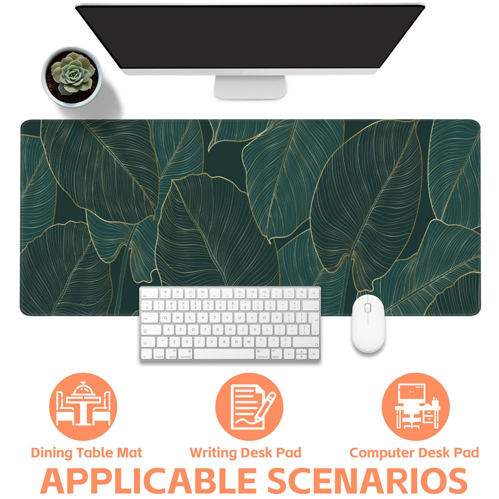 NIYLYNSYN Mouse Pad Large Monstera Line Art Non-Slip Gaming Desk Mat with Stitched Edge Laptop Keyboard Desk Pad for Work Home Gaming (35.4 x 15.7 Inches)
