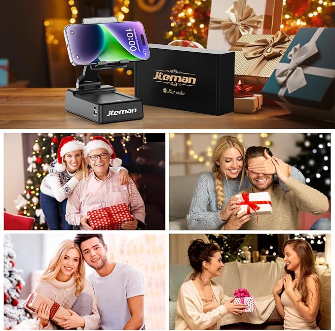 JTEMAN Gifts for Men Women,Adjustable Cell Phone Stand with Bluetooth Speaker and Charging Function,Cool Tech Gadgets Gift Idea for Dad Mom Birthday