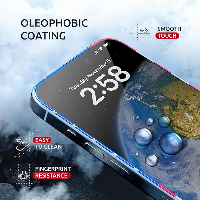 Screen Protector for iPhone 14 Pro - 2 Pack (USA Flag & Classic Black) Tempered Glass Screen Protector - Full Coverage, 9H Hardness, Anti-Fingerprint, Easy Installation