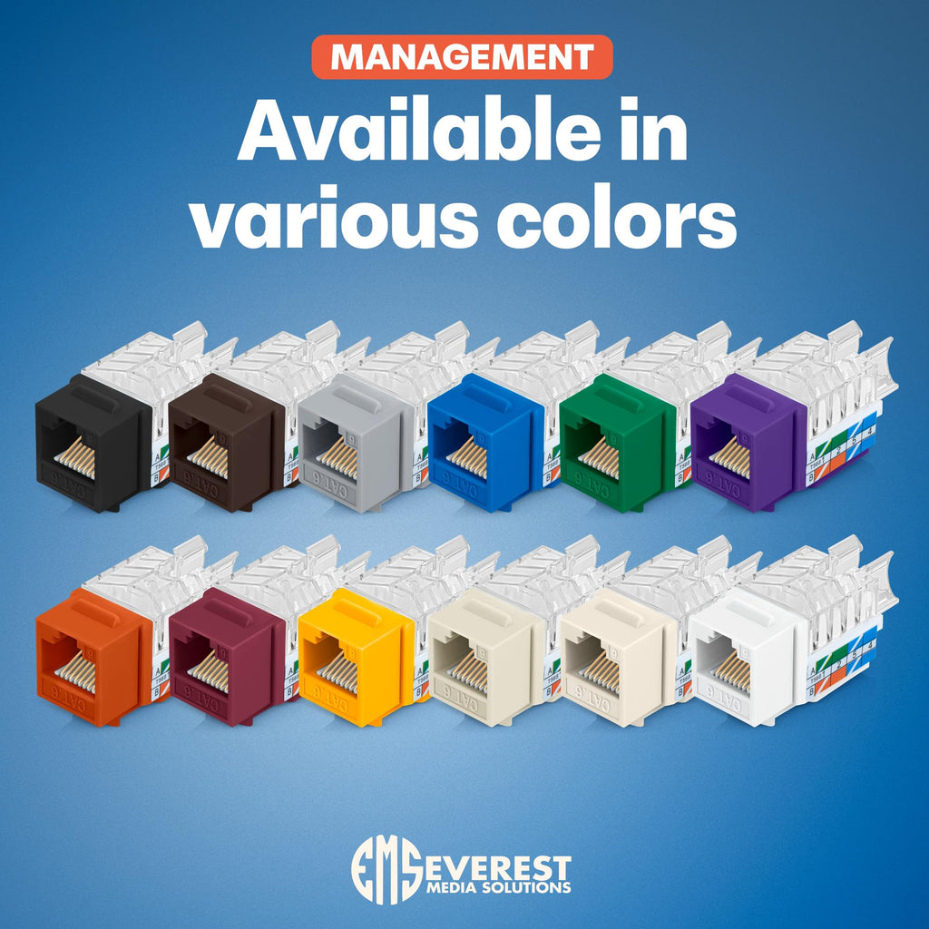 Everest 45 Degree RJ45 Cat6 Keystone Jacks Slim Profile 50-Pack Orange