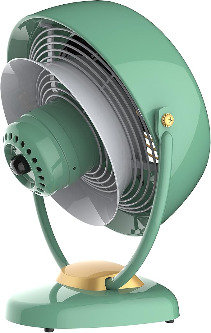 Vornado VFAN™ Sr. Vintage Fan, Large Retro Metal Air Circulator for Cooling & Decor, 3 Speed Settings, Adjustable Tilt, Durable Construction, Powerful Cooling Airflow, Floor Fan for Home, Green