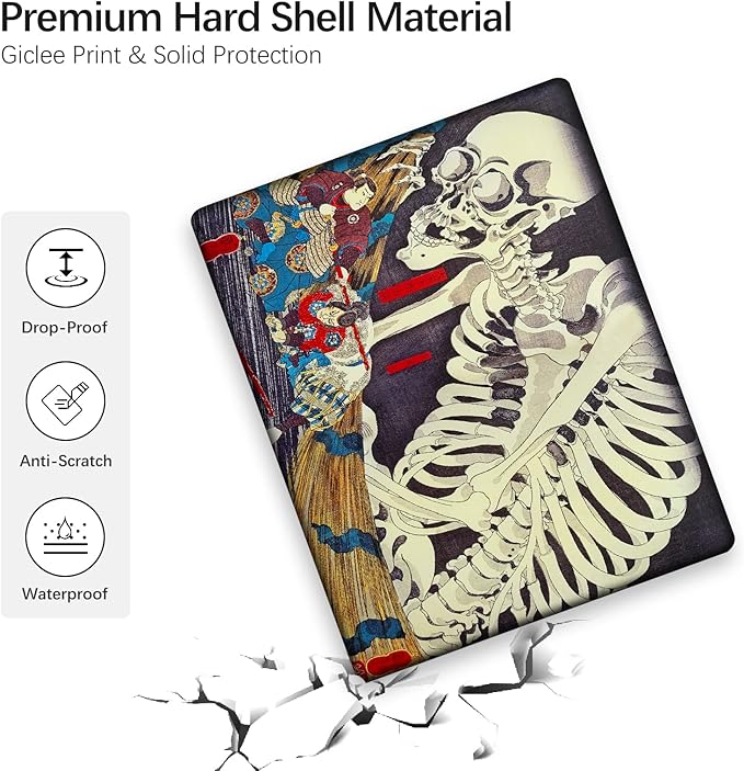 Berkin Arts Compatible with MacBook Pro 13 inch Cover, 2022-2016 Release A2289/A2251/A2338 M1 with Keyboard Cover & Screen Protector Feudal Japan Art (The Skeleton Specter by Kuniyoshi)