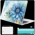 Mektron for MacBook Pro 13-inch Case 2022 2021 2020 Release A2338 M2 M1 A2289 A2251, Printed Plastic Hard Shell Cover for MacBook Pro 13.3-inch Touch Bar Fits Touch ID, Watercolor Blue Flower