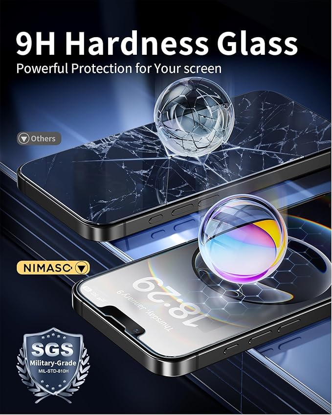 NIMASO for iPhone 16e/13 Pro/13/14 Screen Protector, 2 Pack Matte Tempered Glass Screen Protector for iPhone 16e, Anti-Glare, Anti-Fingerprint, Auto-Dust Removal, Instant Installation(6.1 inches)
