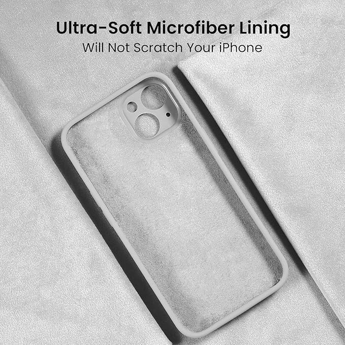 FireNova Designed for iPhone 15 Case, Silicone Upgraded [Camera Protection] Phone Case with [2 Screen Protectors], Soft Anti-Scratch Microfiber Lining Inside, 6.1 inch, White