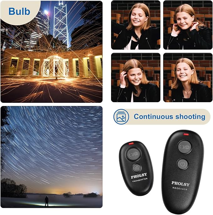 PHOLSY N10 for Nikon Shutter Release MC-DC2 Wireless Remote Control for Nikon Camera Z5, Z7 II, Z6 II, D750, D780, D7500, D7200, D7000, D5600, D5500, D5300, D3300, D90, P1000, P7700, P7800, P950