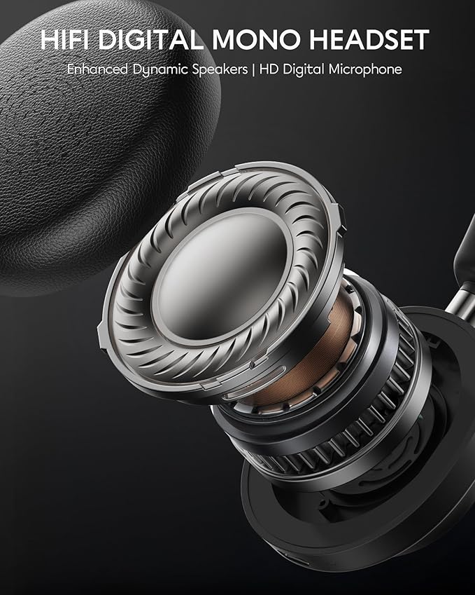 Bluetooth Headphones Wireless Headset with Mic for Work-V5.3 Computer Headsets with Noise Reduction Microphone, 2.4Ghz USB Dongle & Mute Button for PC, Laptop, Office, Home
