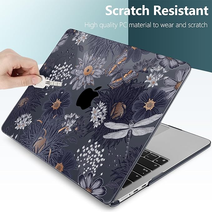TWOLSKOO for M4 MacBook Air 13.6 inch Case 2025-2022 Release M4 A3240 M3 A3113 M2 A2681, Plastic Hard Shell & Screen Protector & Keyboard Cover & Trackpad Film, Wild Flower