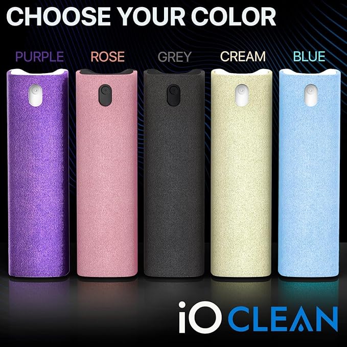 Mini Screen Cleaner Spray – Finger Proof Screen Cleaner for Smartphones, iPads, MacBooks, Laptops, Car Screens, Touchscreens – 3in1 Mist Cleaner, Microfiber Cloth and Protective Cover (Cream)