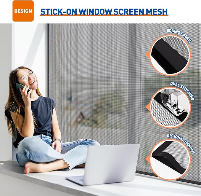 MAGZO Customized Window Screen,Screen Mesh Attachable and Detachable with Hook Tape, Durable, Washable