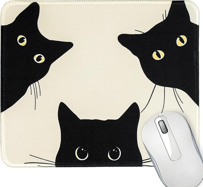 Funny Mouse pad Square Cute Mouse Mat for Wireless Mouse Small Office Computer Mousepad for Desk Mat Laptop with Non-Slip Rubber Base (Three Cats)