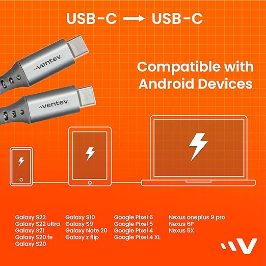 Ventev Helix 3ft Expandable USB C to USB C Cable | Fast Charging Cable for iPhone 16/16 Pro/15, MacBook, iPad Pro, Pixel 9, Samsung S25 | No Tangle Cord for Fast Charger, Crafted for The Car, Gray