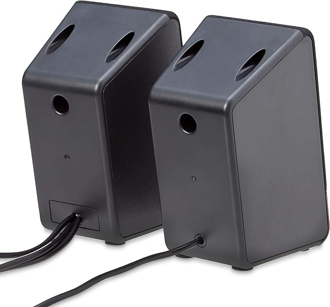 Amazon Basics USB-Powered Computer Speakers for Desktop or Laptop PC with Volume Control, Plug-N-Play, Black