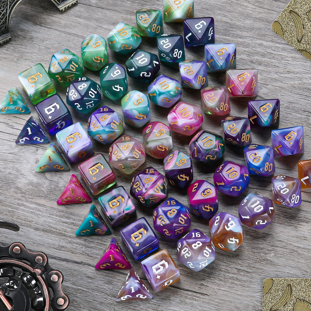 49Pcs Polyhedral Dice Set- DND Dice with 7 Storage Pouch