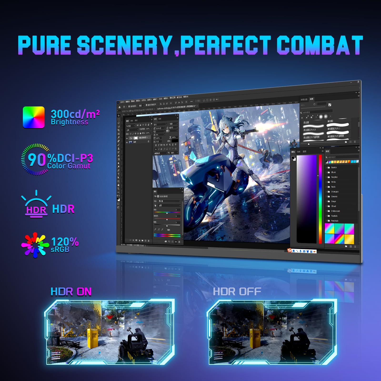SANSUI Gaming Monitor, 24.5" 300hz 240hz FHD 1080P 1ms FPS PC Monitor Gaming, HDR, FreeSync, DisplayPort x2 HDMI x2, Fast IPS, 120% sRGB, Audio Jack, VESA Support, Desktop Compatible(ES-G25X1 PRO)