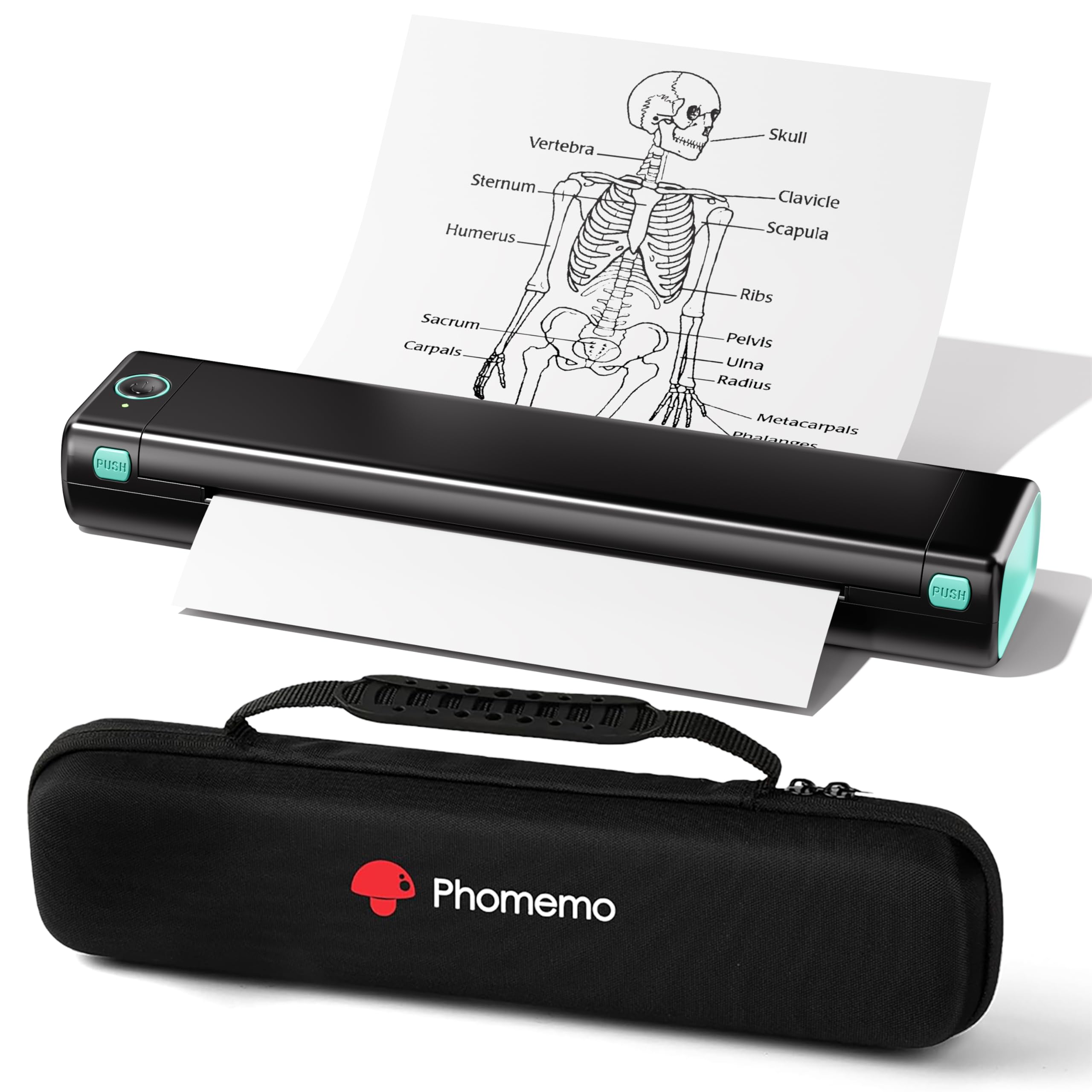 Phomemo M08F Inkless Thermal Portable Printers with Case - 8.5 x 11, Black