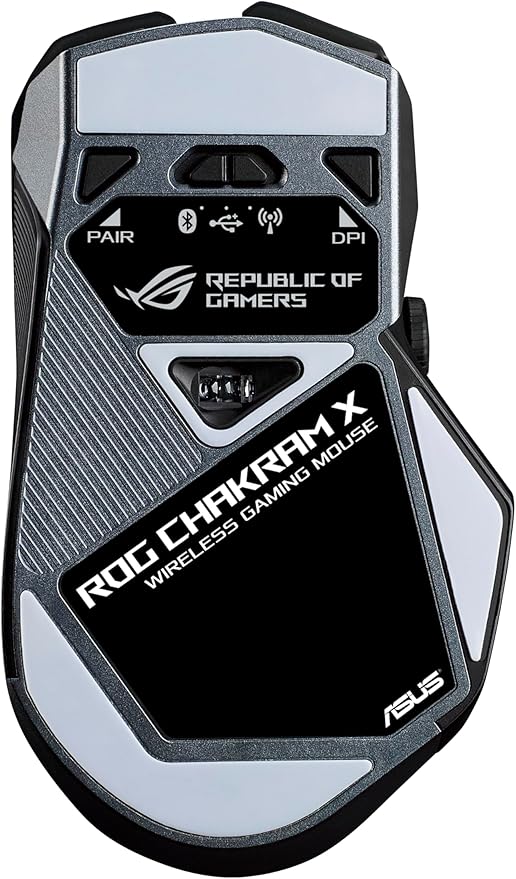ASUS ROG Chakram X Origin Gaming Mouse, Tri-Mode connectivity (2.4GHz RF, Bluetooth, Wired), 36000 DPI Sensor, 11 programmable Buttons, Detachable Joystick, Paracord Cable, Black
